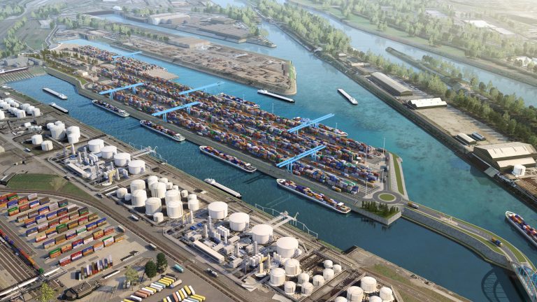 Mit dem DGT entsteht im Duisburger Hafen das größte und erste 100 Prozent klimaneutrale Containerterminal im europäischen Hinterland. PSA International Pte Ltd hat nun Verträge zum Erwerb einer Minderheitsbeteiligung von 22 Prozent an der Duisburg Gateway Terminal GmbH unterzeichnet. Copyright duisport
