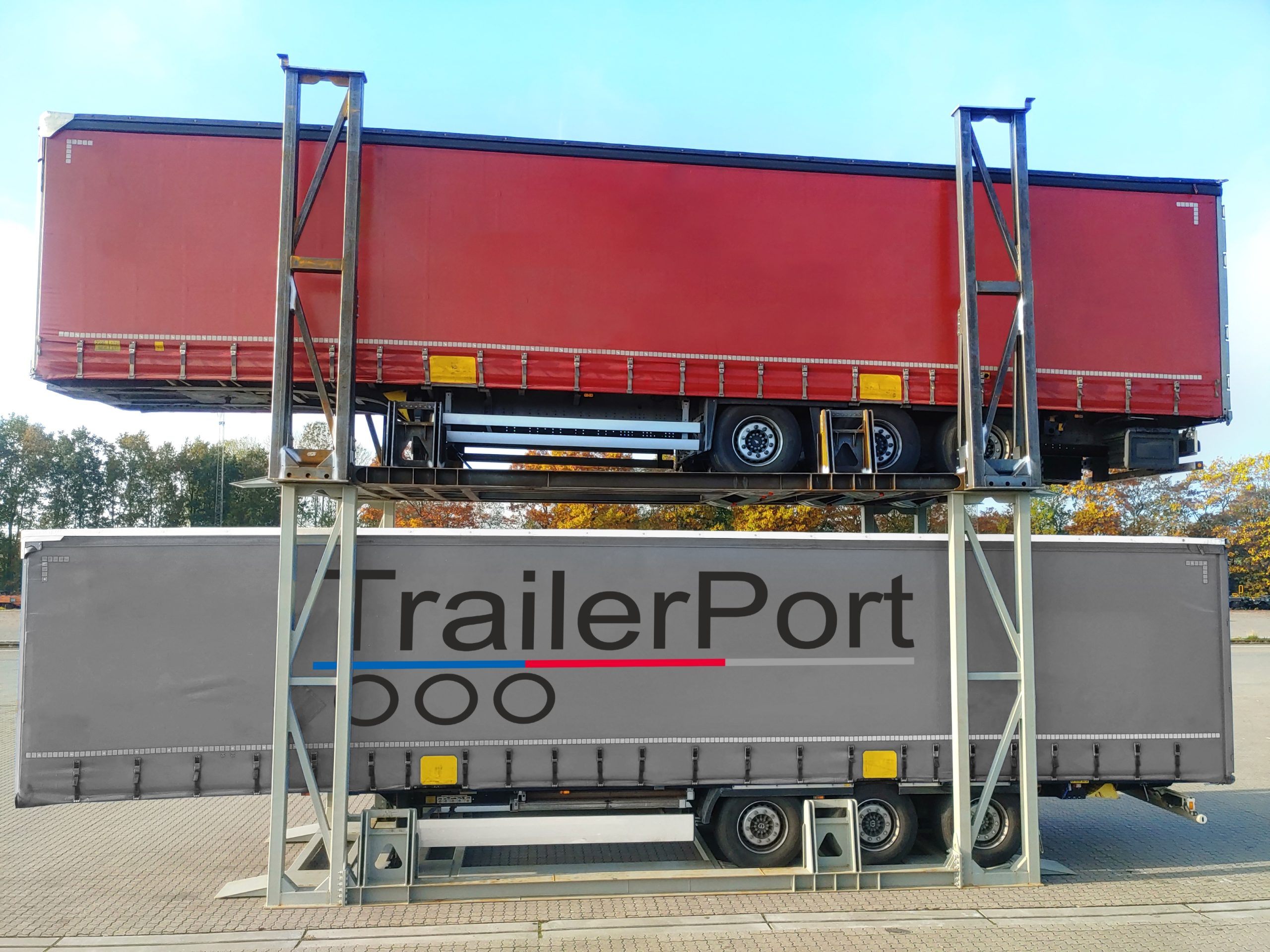 Stack-X ermöglicht die Stapelung von Trailern und Containern dank drei Varianten effizienter Stapellösungen. © TrailerPort